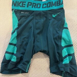 Nike Pro Combat Compression Shorts in Teal and Dark Green